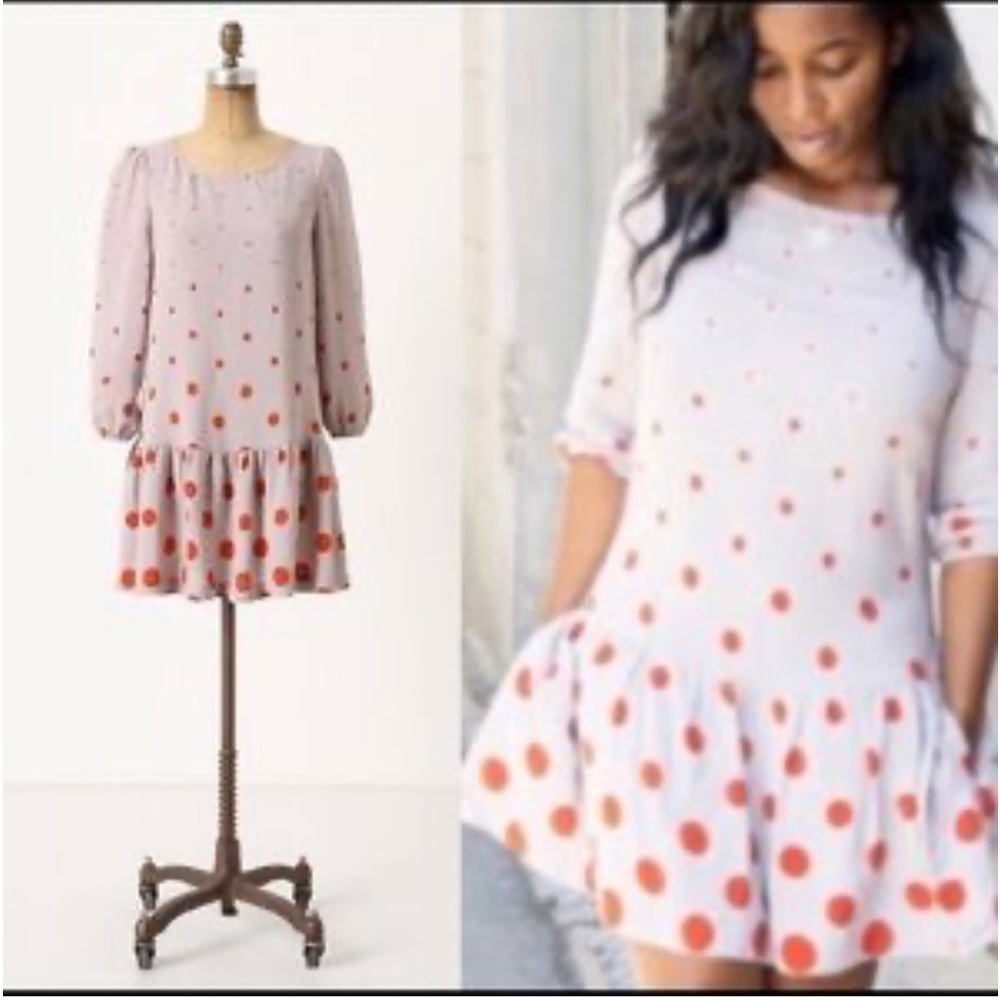 Anthropologie Meadow Rue Minuteia‎ Polka Ruffle Tunic Dress. Size 6